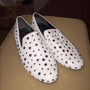 silver studded stylish loafer flats